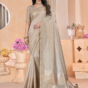 Adorning Grey Linen Trendy Saree