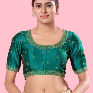 Arresting Green Silk Designer Blouse