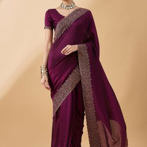 Art Silk Trendy Saree In Purple