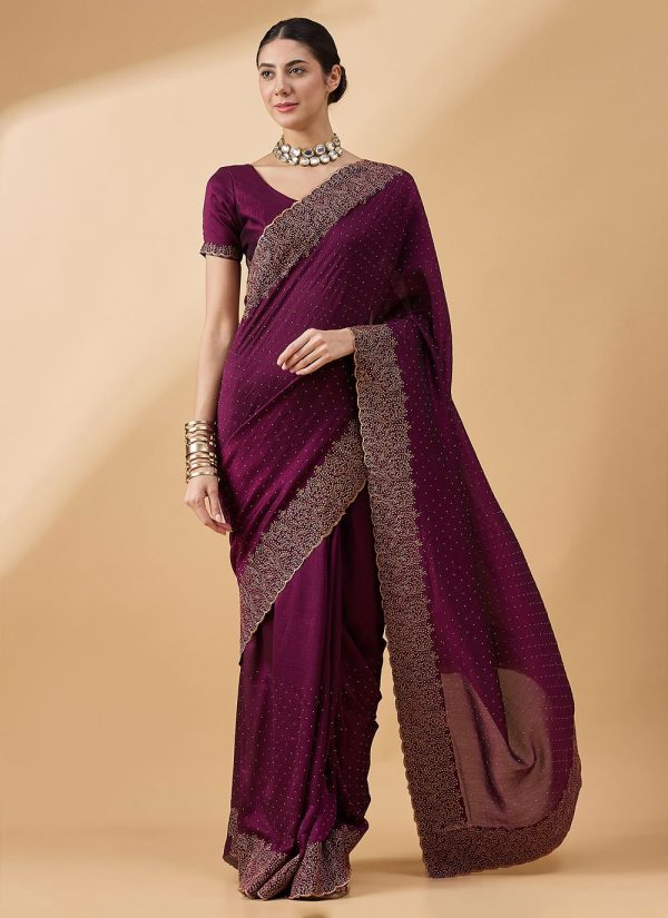 Art Silk Trendy Saree In Purple