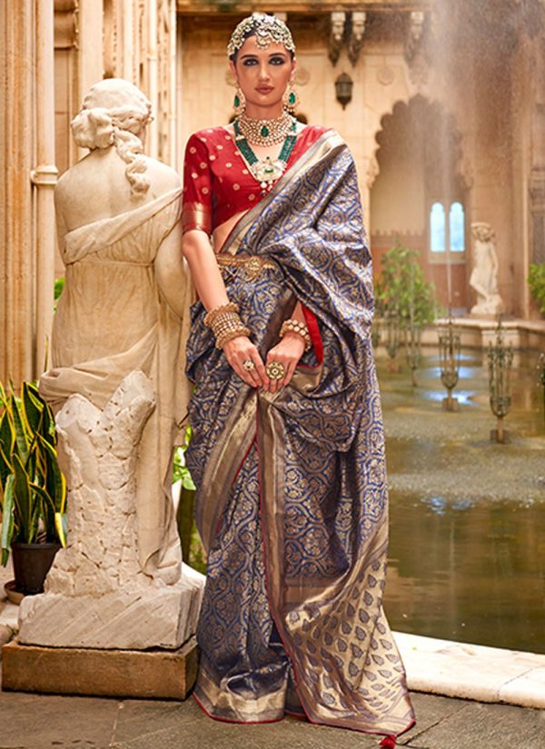 Banarasi Silk Contemporary Saree In Purple