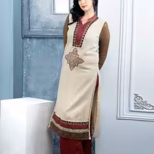 Beige Embroidered, Moti, Resham and Swarovski Work Georgette Palazzo Salwar Suit