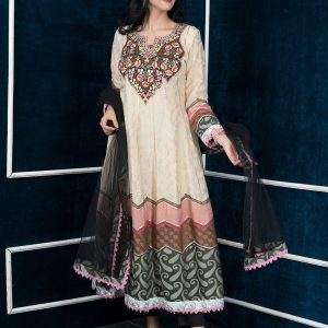 Beige Handloom Silk Embroidered, Gota and Resham Work Pant Style Suit for Ceremonial