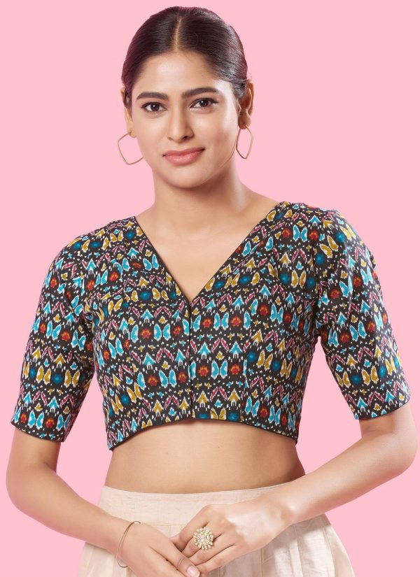 Black Cotton Designer Blouse