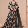 Black Net Designer Gown with Hand and Print Work