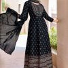 Black Rayon Foil Print Work  Designer Gown for Ceremonial