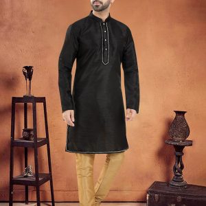 Black Silk Kurta Pyjama