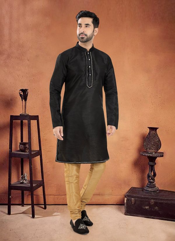 Black Silk Kurta Pyjama