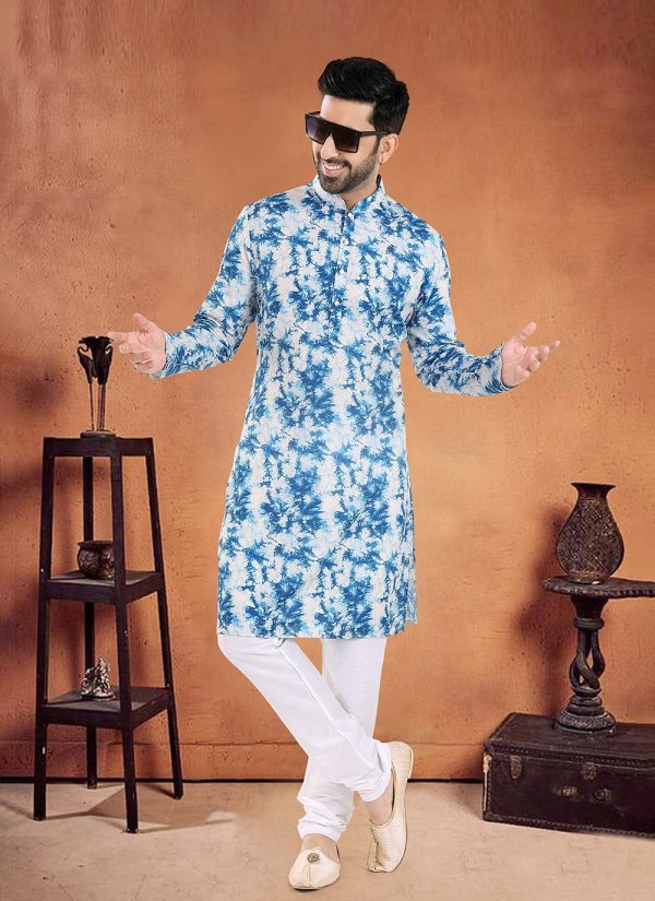 Blue Cotton Kurta Pyjama
