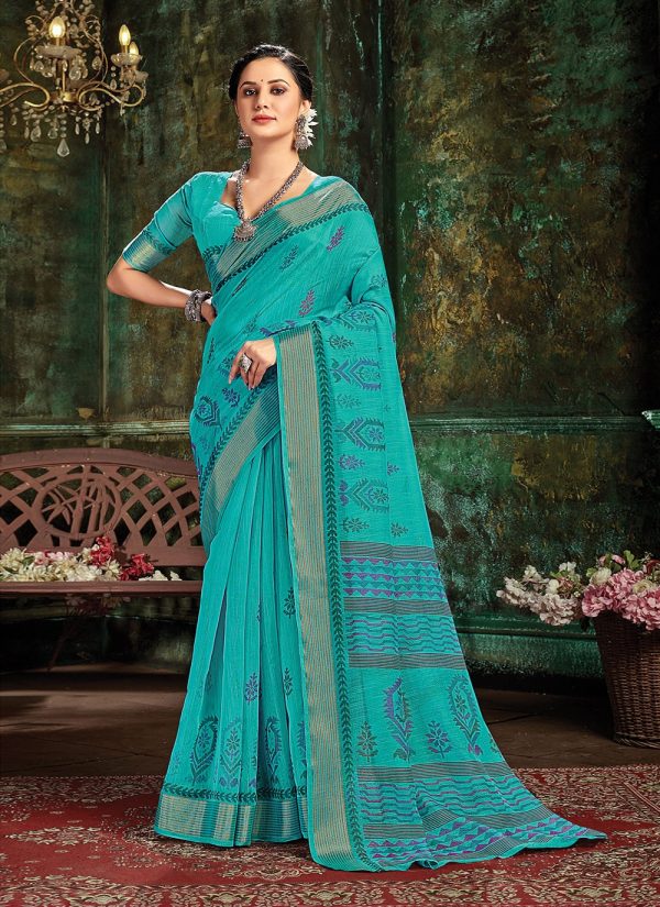 Blue Printed Festival Classic Saree