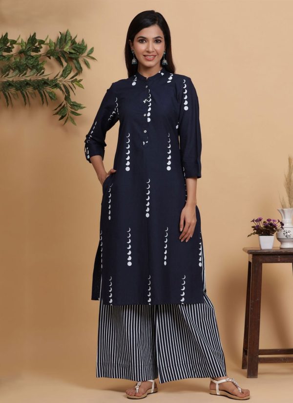 Blue Printed Party Wear Kurti