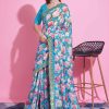 Blue Vichitra Silk Digital Print Work Contemporary Sari