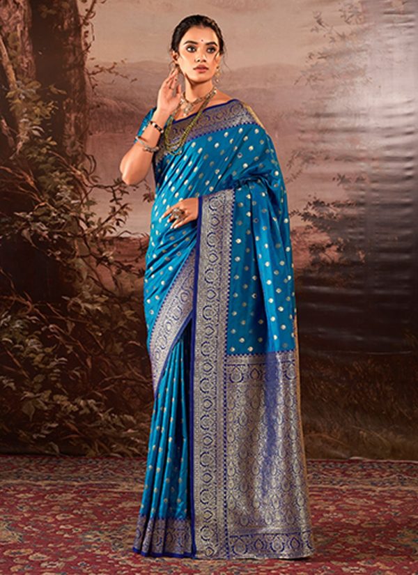 Blue Woven Work Banarasi Silk Classic Saree