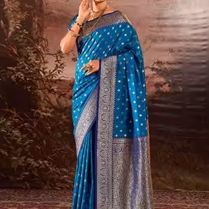 Blue Woven Work Banarasi Silk Classic Saree