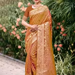 Brown Silk Casual Sari with Weaving Work for Women