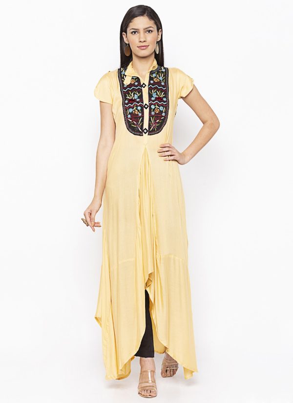 Cotton Beige Party Wear Kurti