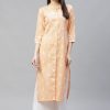 Cotton Orange Print Casual Kurti