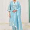 Cotton Readymade Salwar Suit In Aqua Blue