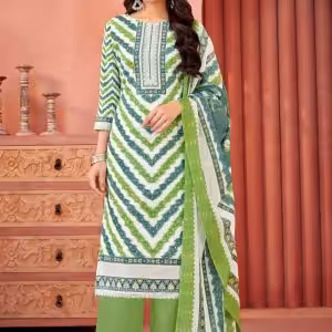 Cotton Salwar Suit In Green