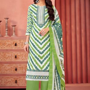 Cotton Salwar Suit In Green