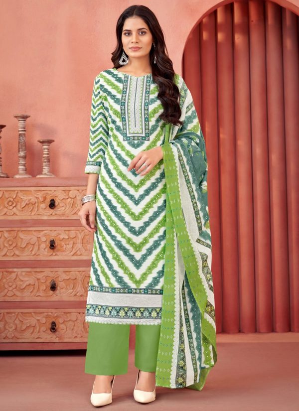 Cotton Salwar Suit In Green