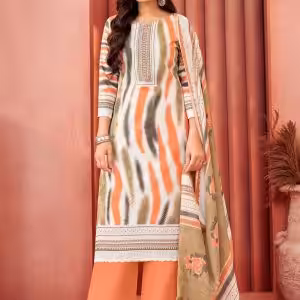 Cotton Salwar Suit In Peach