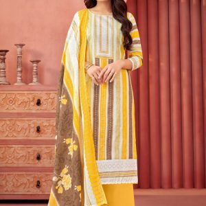 Cotton Salwar Suit In Yellow