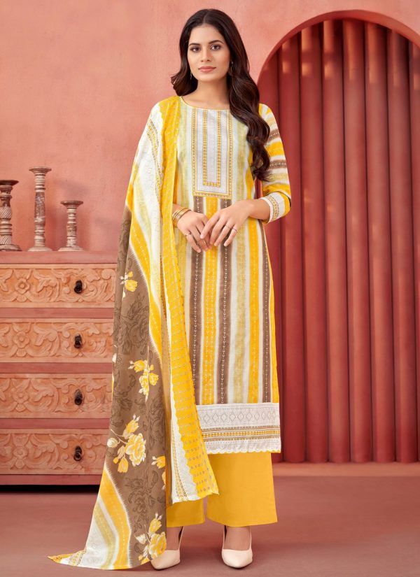 Cotton Salwar Suit In Yellow