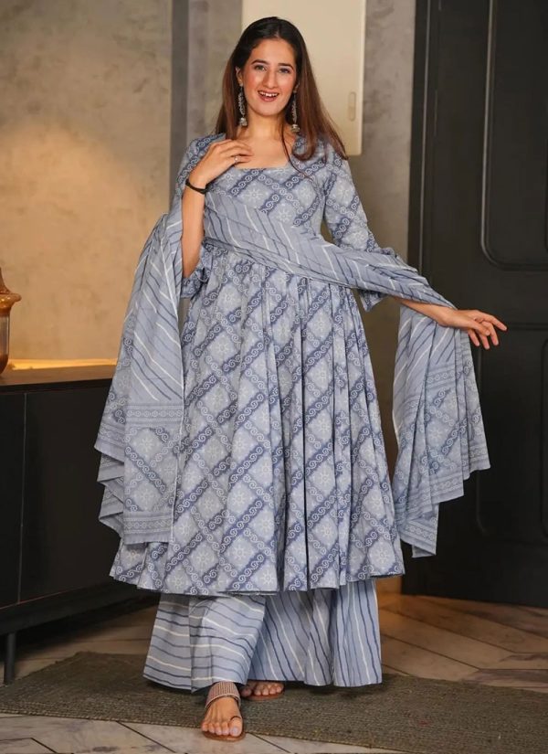 Cotton Silk Salwar Suit In Grey