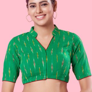 Deserving Green Cotton Blouse with Print Work