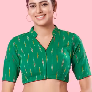 Deserving Green Cotton Blouse with Print Work