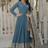 Embroidered and Sequins Work Faux Georgette  Designer Gown In Blue