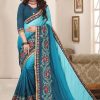 Embroidered Turquoise Trendy Saree