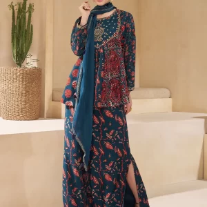 Embroidered Work Chinon Salwar Suit In Rama