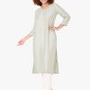 Embroidered Work Cotton Silk Designer Kurti In Silver