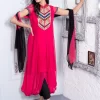 Embroidered Work Georgette Pant Style Suit In Pink for Ceremonial