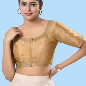 Embroidered Work Silk Designer Blouse In Gold