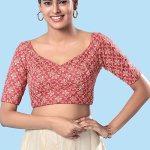 Embroidered Work Silk Designer Blouse In Pink