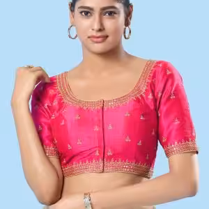 Embroidered Work Silk Designer Blouse In Pink