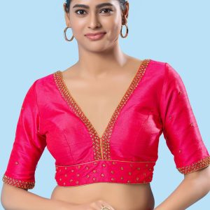 Enthralling Pink Silk Designer Blouse