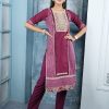 Especial Maroon Handloom Silk Pant Style Suit with Embroidered, Resham and Swarovski Work