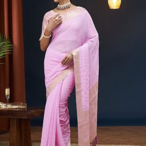 Fab Lavender Pure Georgette Classic Sari with Zari Work