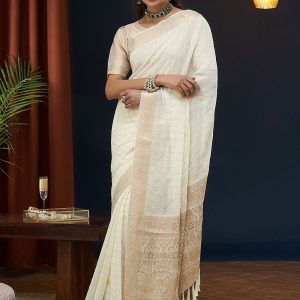 Fabulous Cream Pure Georgette Contemporary Sari