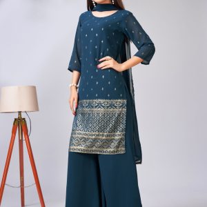 Georgette Teal Salwar Kameez