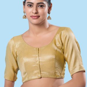 Gold Shimmer Blouse In Plain for Casual