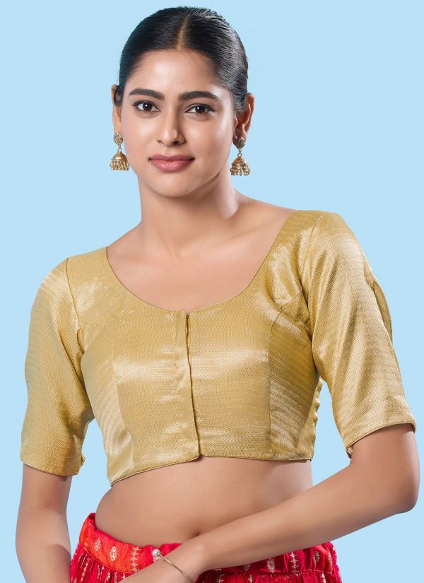 Gold Shimmer Blouse In Plain for Casual