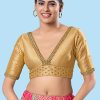 Gold Silk Embroidered Work Blouse for Ceremonial