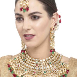 Gold Stone Work Necklace Set
