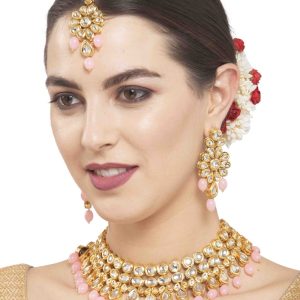 Gold Stone Work Necklace Set