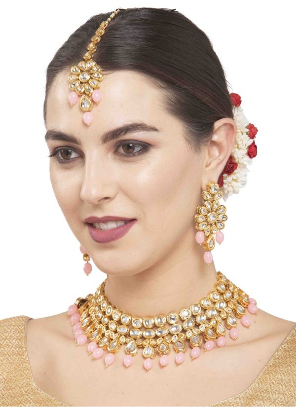 Gold Stone Work Necklace Set